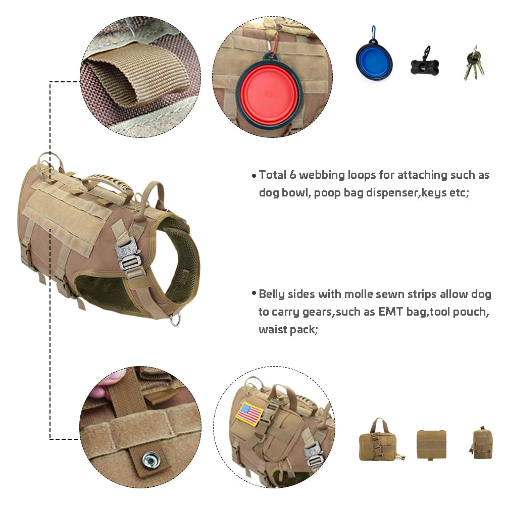 Military Tactical Harness with MOLLE Pouches — product photo 3 · colors: Blank Khaki Harness, Khaki with bag, Blank Black Harness, Black with bag