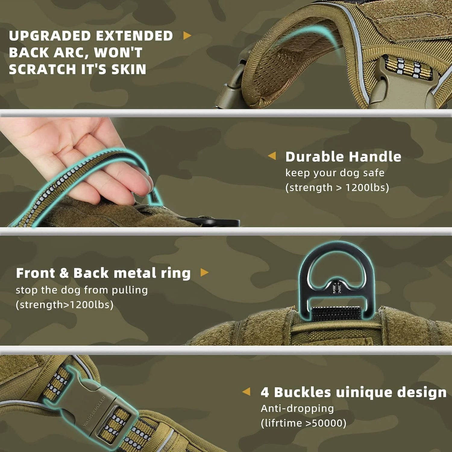 Breathable MOLLE Tactical Harness — Reflective — product photo 5 · colors: PURPLE, Dark Khaki, army green, Light Grey