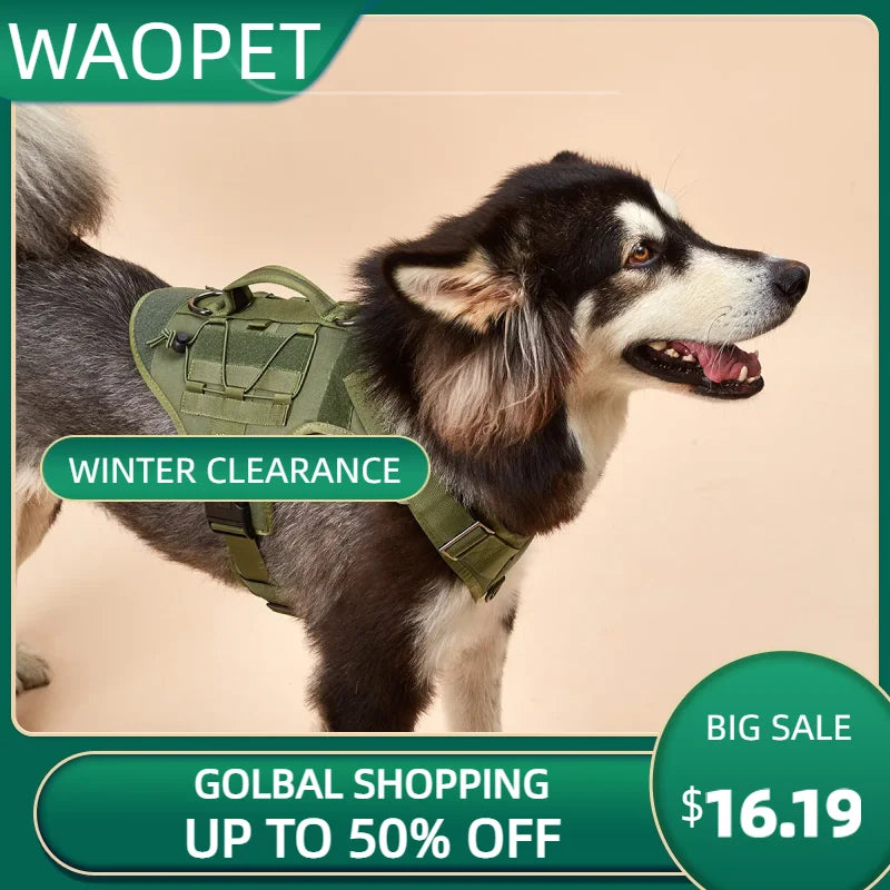 Tactical Dog Harness with Handle — No-Pull Vest — product photo 1 · colors: Black, Khaki, Army green
