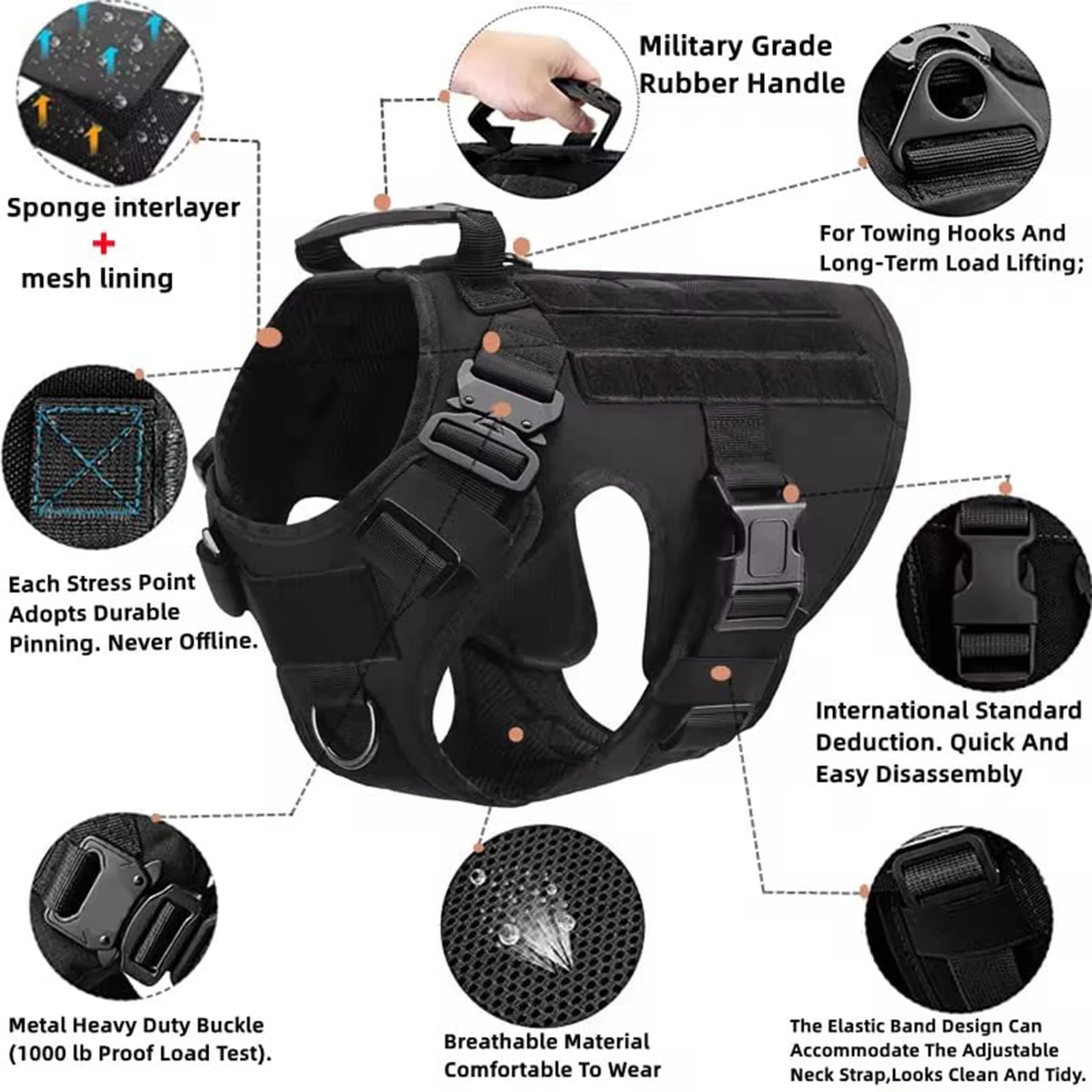 Tactical Dog Harness with Collar & Leash Set — product photo 3 · colors: black 3 pieces, green 2 pieces, camouflage 2 pieces, brown 2 pieces, black 2 pieces, green 3 pieces
