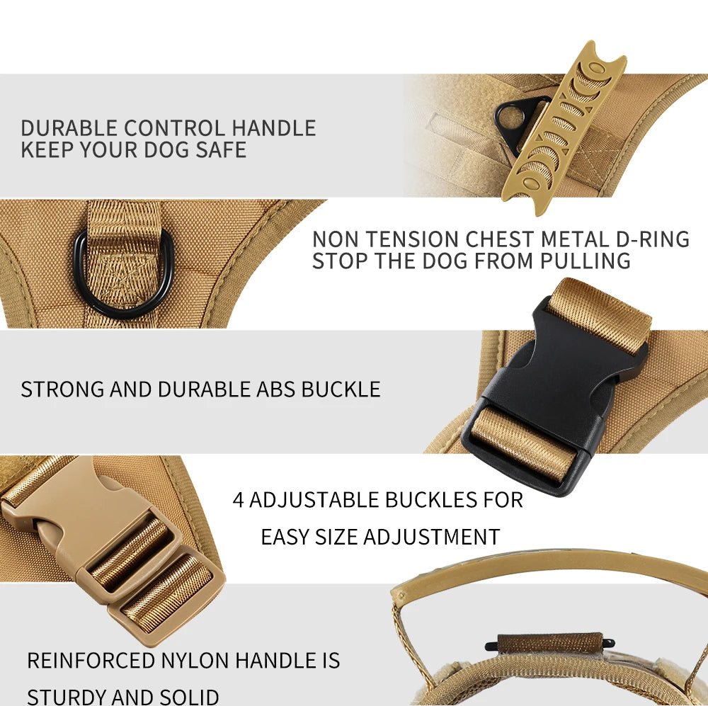 Reflective Tactical Harness with Soft Handle — product photo 5 · colors: Green, Camouflage, Khaki, Khaki set, Black