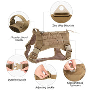 Tactical Dog Harness for Large Breeds — No-Pull Service Vest — product photo 2 · colors: Dark Khaki, army green, black