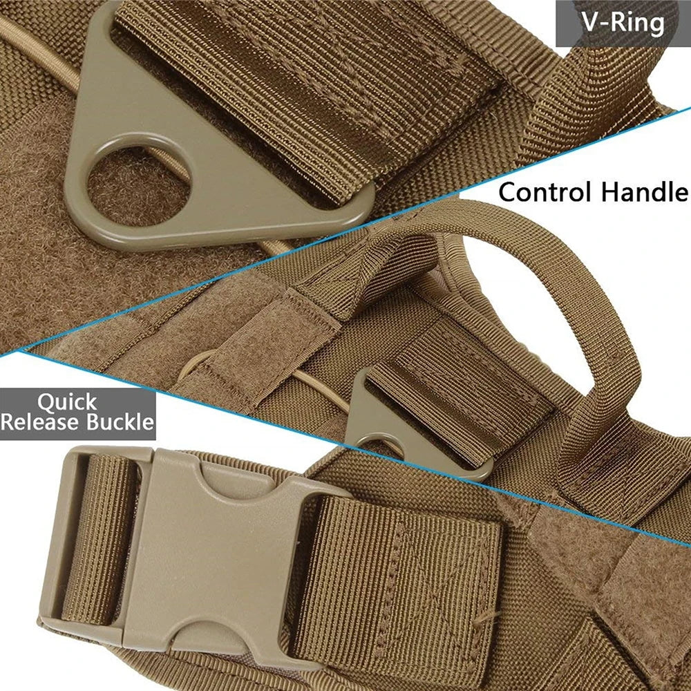 Tactical Dog Harness for Large Breeds — No-Pull Service Vest — product photo 5 · colors: Dark Khaki, army green, black