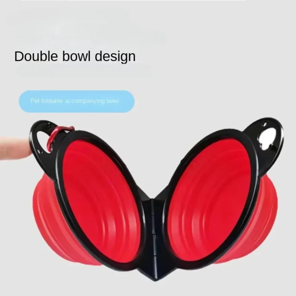 DuoFold Double Travel Bowl — product photo 3 · colors: Red, Pink, Blue