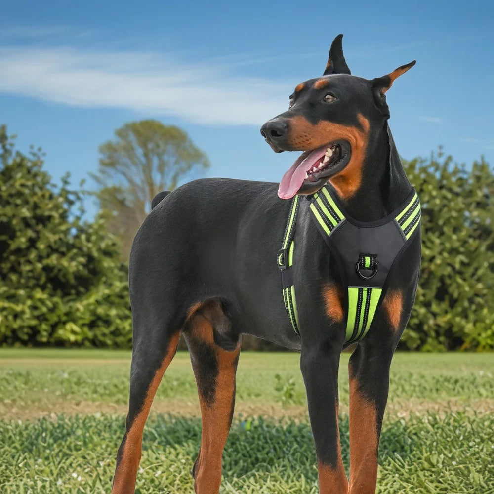 No-Pull Tactical Harness with Reflective Strips — product photo 4 · colors: pink, orange, green, black