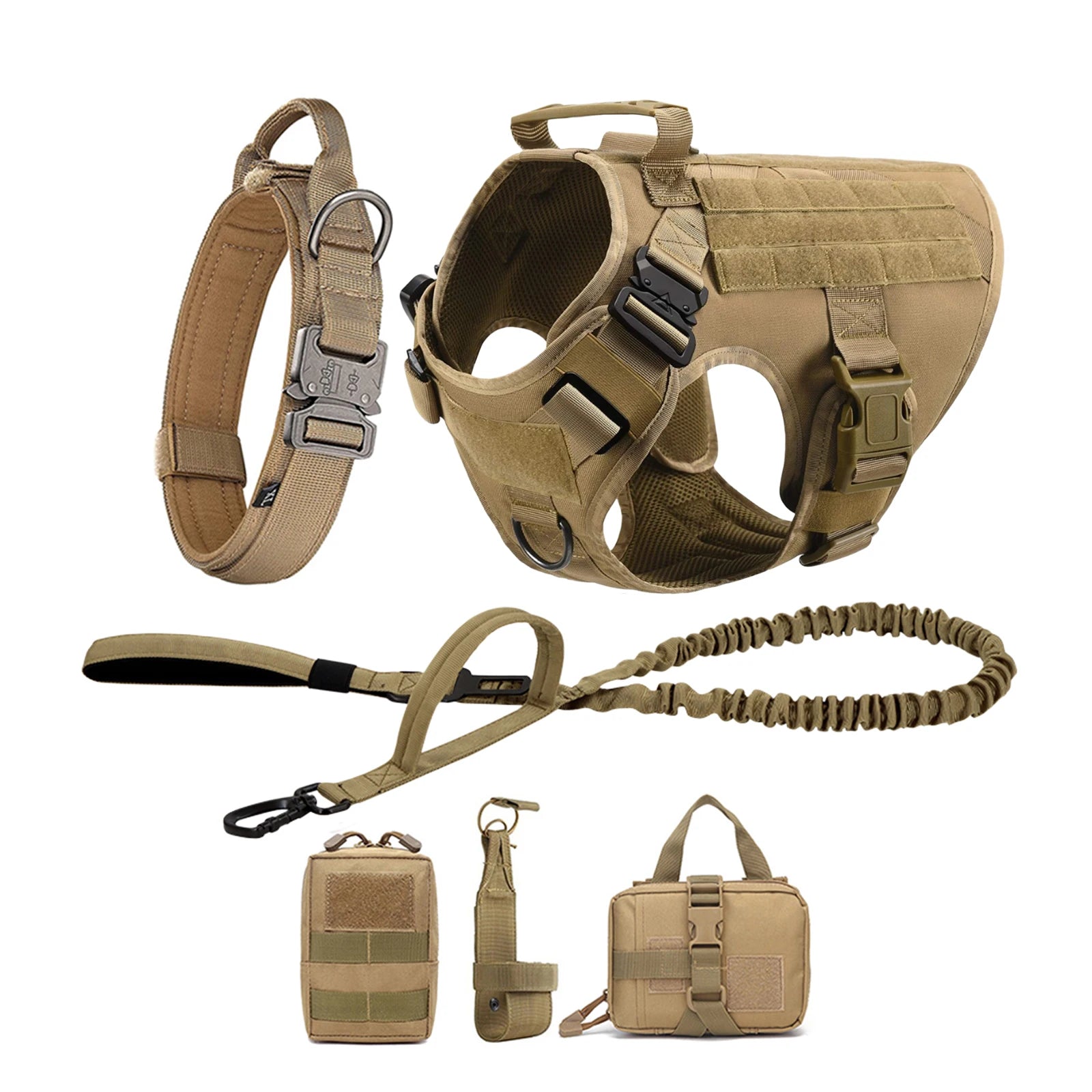 Tactical Dog Harness with Collar & Leash Set — product photo 15 · colors: black 3 pieces, green 2 pieces, camouflage 2 pieces, brown 2 pieces, black 2 pieces, green 3 pieces