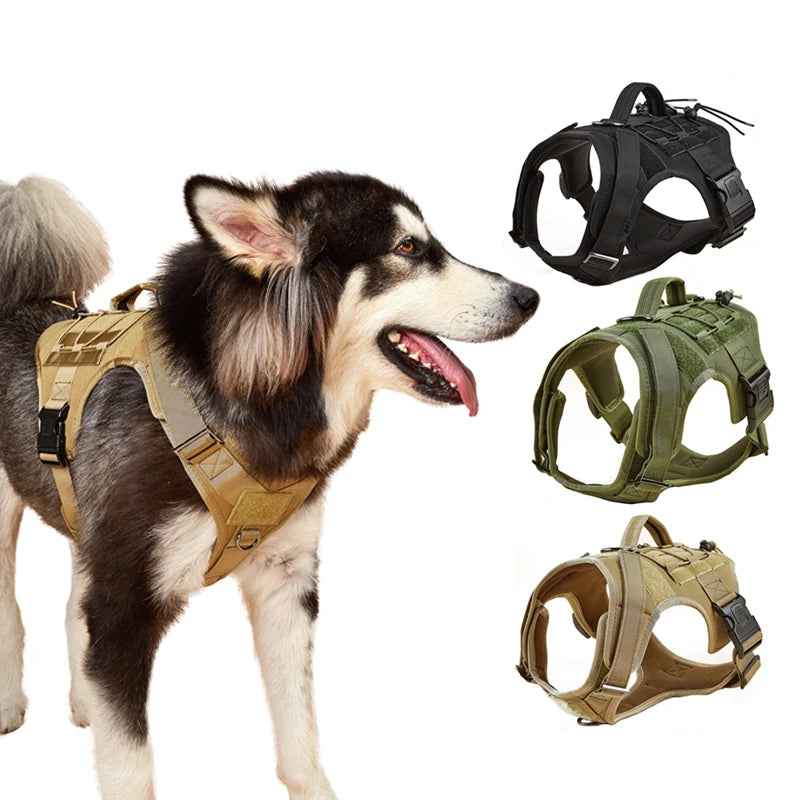 Tactical Dog Harness with Handle — No-Pull Vest — product photo 3 · colors: Black, Khaki, Army green