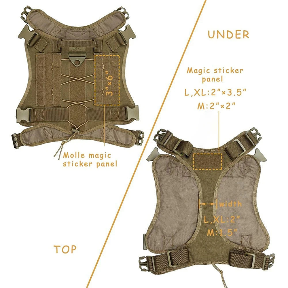 Tactical Dog Harness for Large Breeds — No-Pull Service Vest — product photo 4 · colors: Dark Khaki, army green, black