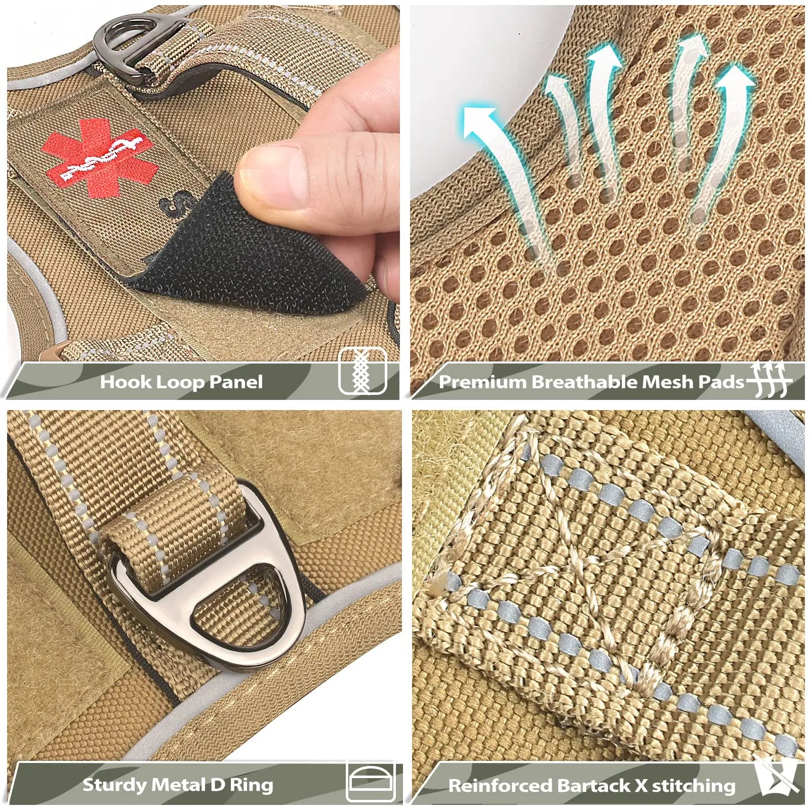 Small Dog Tactical Harness with Vertical Handle — product photo 3 · colors: Dog Harness--KHAKI, Dog Harness--K--S, Dog Harness--BLACK, Dog Harness--B--S, Harness--PINK--SET, Harness--BLUE--SET