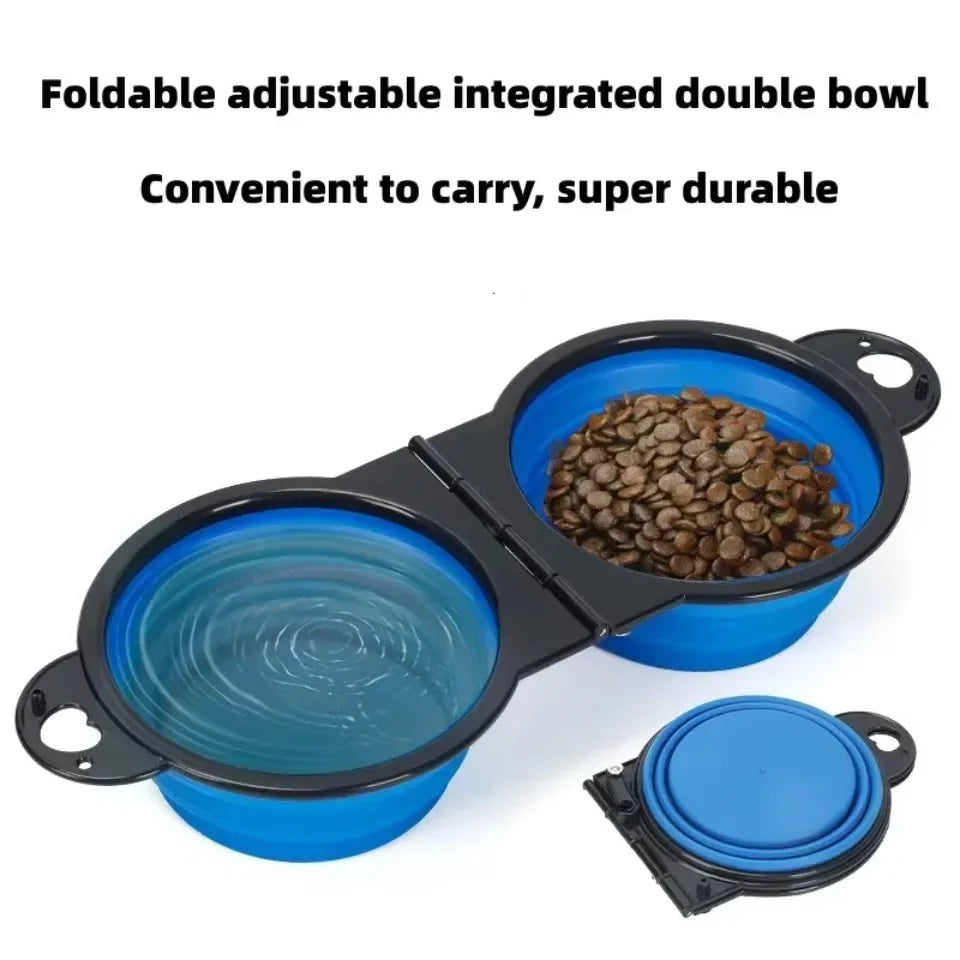 DuoFold Double Travel Bowl — product photo 2 · colors: Red, Pink, Blue