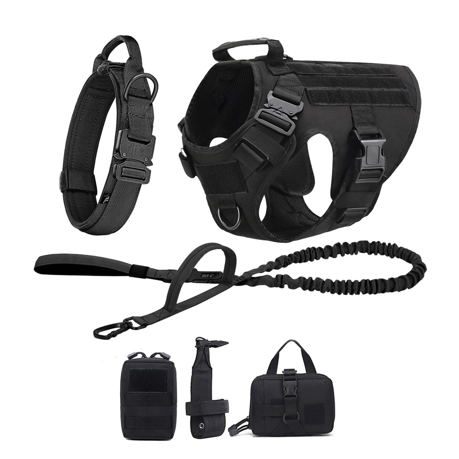 Tactical Dog Harness with Collar & Leash Set — product photo 19 · colors: black 3 pieces, green 2 pieces, camouflage 2 pieces, brown 2 pieces, black 2 pieces, green 3 pieces