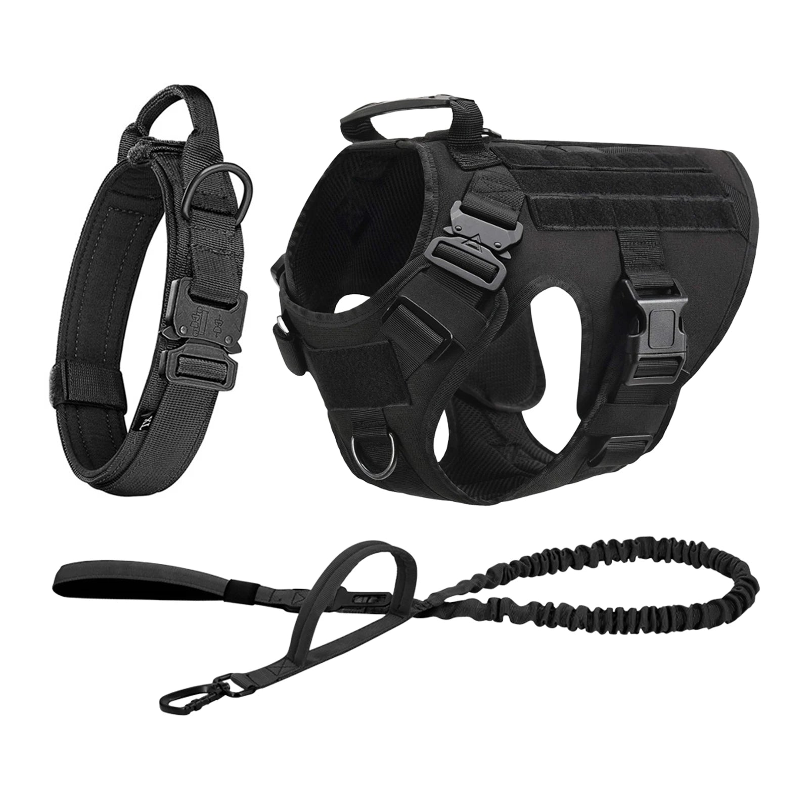 Tactical Dog Harness with Collar & Leash Set — product photo 17 · colors: black 3 pieces, green 2 pieces, camouflage 2 pieces, brown 2 pieces, black 2 pieces, green 3 pieces