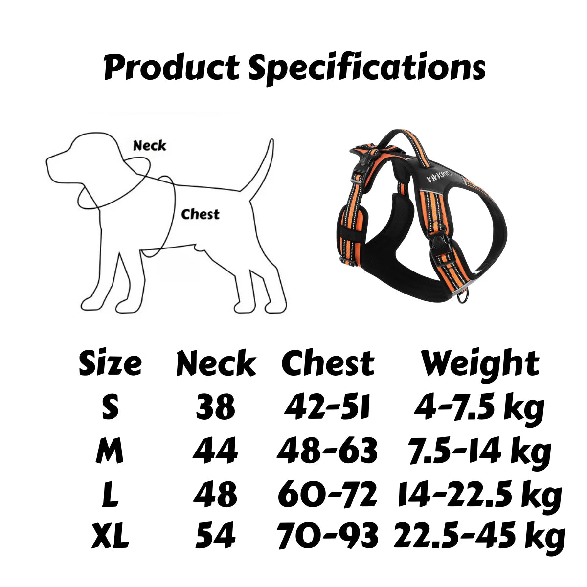 No-Pull Tactical Harness with Reflective Strips — product photo 6 · colors: pink, orange, green, black