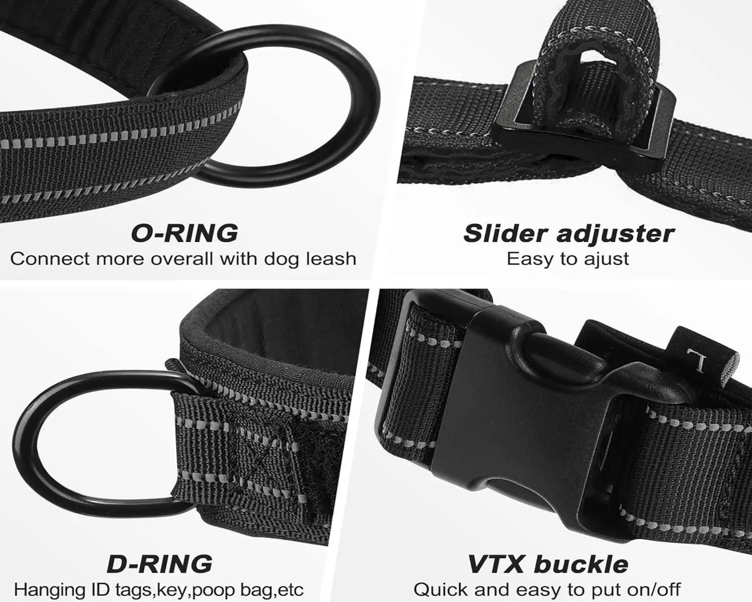 Heavy-Duty Tactical Harness for Large Breeds — product photo 5 · colors: Green, Black, Pink, Khaki