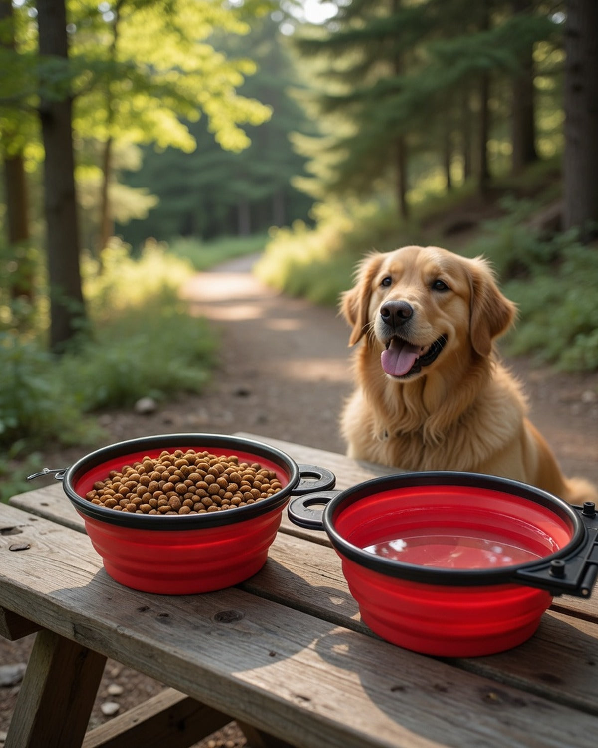 DuoFold Double Travel Bowl — full lifestyle photo