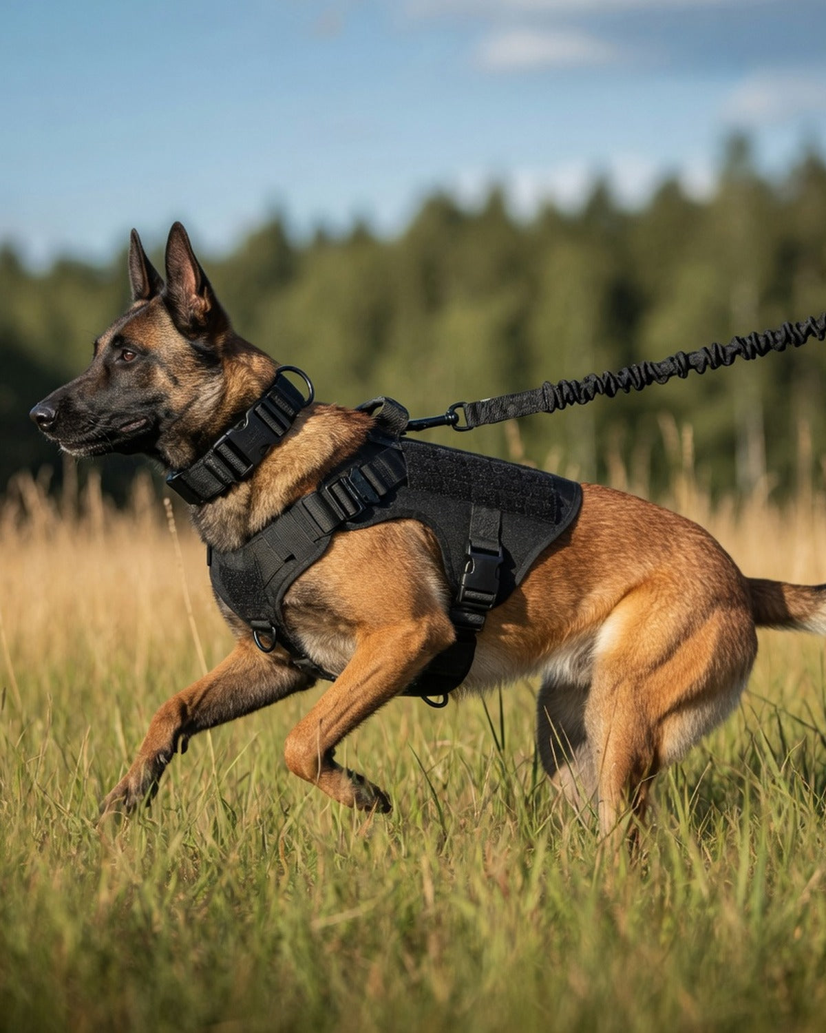 Tactical Dog Harness with Collar & Leash Set — full lifestyle photo