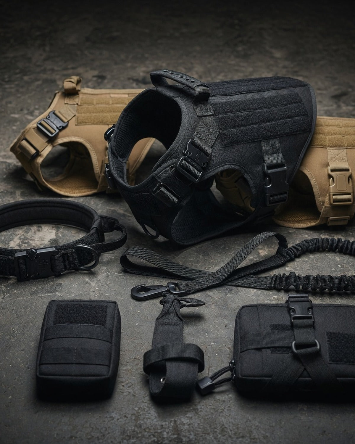 Tactical Dog Harness with Collar & Leash Set — full product detail photo
