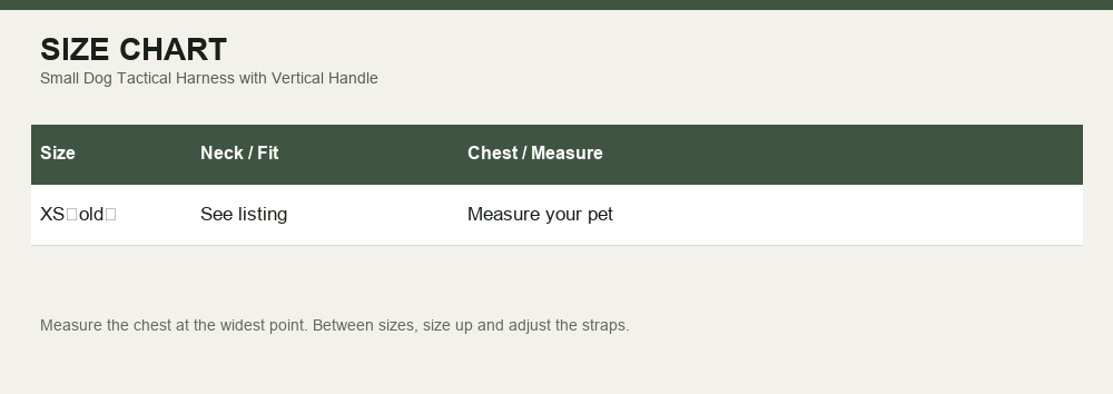 Small Dog Tactical Harness with Vertical Handle